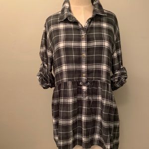 Flannel Peplum Top